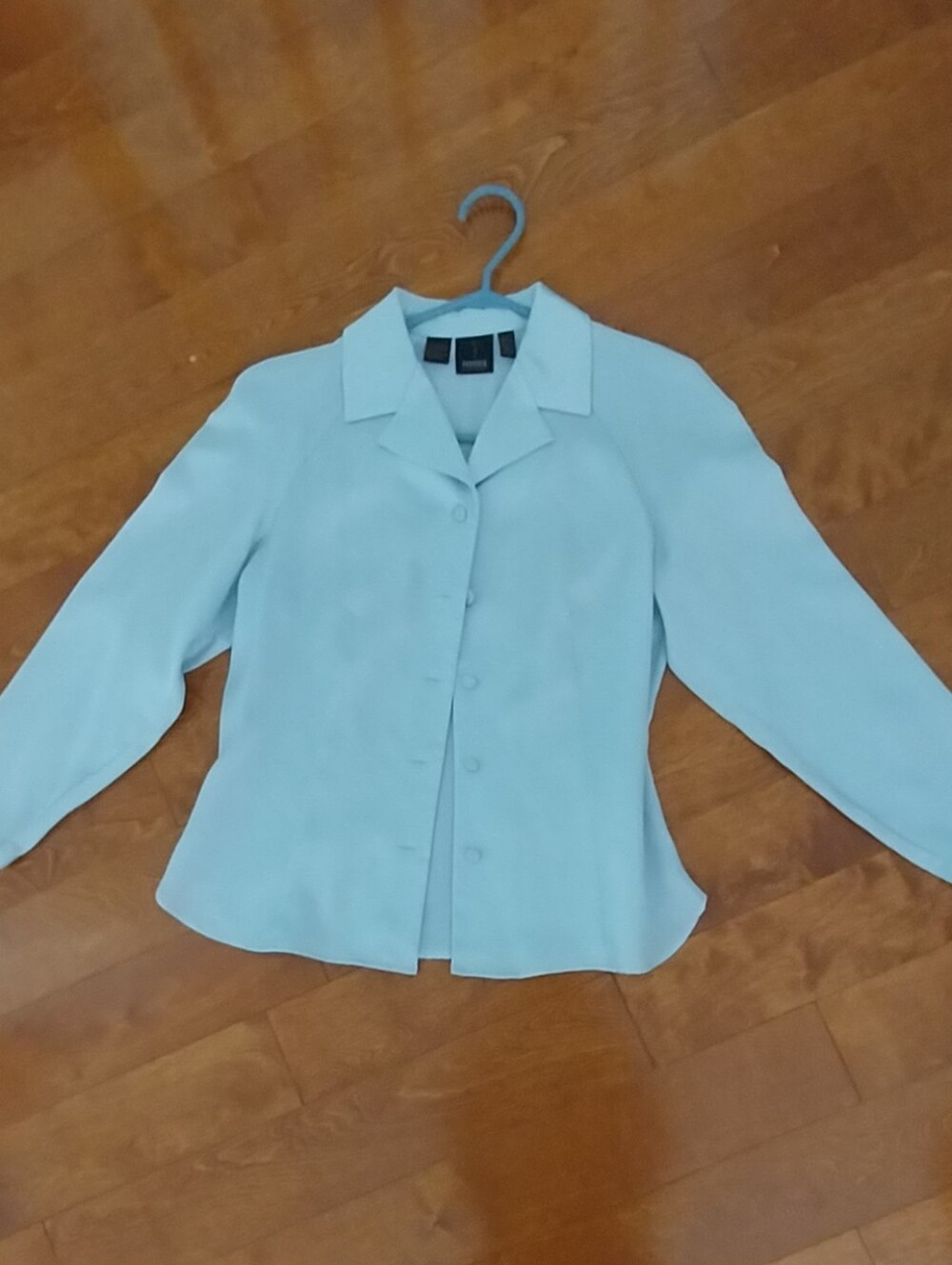 Jessica Pale Blue Satin Button-Up Blouse